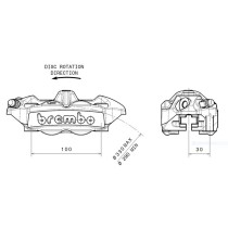 BREMBO M4 delantero derecho 100mm